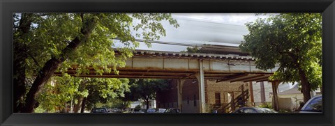 Framed Elevated train on a bridge, Ravenswood neighborhood, Chicago, Illinois, USA Print