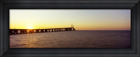 Framed Bridge at sunrise, Sunshine Skyway Bridge, Tampa Bay, St. Petersburg, Pinellas County, Florida, USA Print