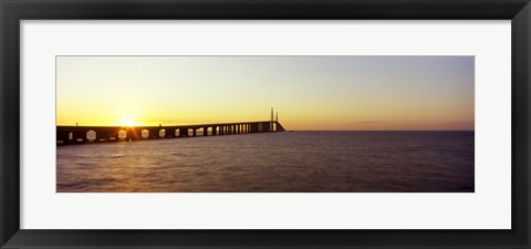 Framed Bridge at sunrise, Sunshine Skyway Bridge, Tampa Bay, St. Petersburg, Pinellas County, Florida, USA Print