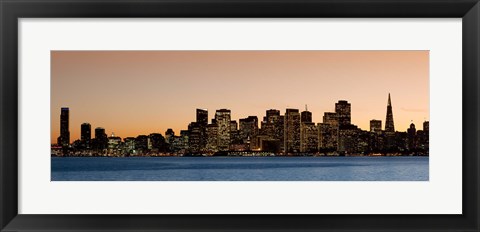 Framed Buildings lit up at dusk, San Francisco, California, USA 2010 Print