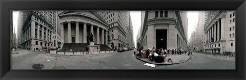 Framed 360 degree view of buildings, Wall Street, Manhattan, New York City, New York State, USA Print