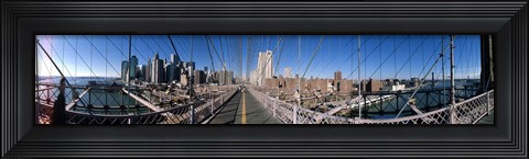 Framed Looking Down the Brooklyn Bridge Print