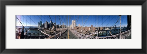 Framed Looking Down the Brooklyn Bridge Print