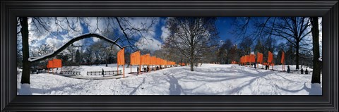 Framed 360 degree view of gates in an urban park, The Gates, Central Park, Manhattan, New York City, New York State, USA Print