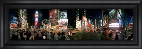 Framed 360 degree view of buildings lit up at night, Times Square, Manhattan, New York City, New York State, USA Print