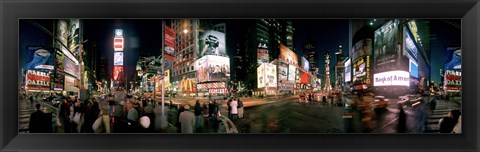 Framed 360 degree view of buildings lit up at night, Times Square, Manhattan, New York City, New York State, USA Print