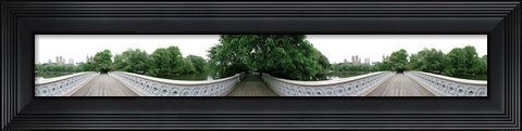 Framed 360 degree view of a footbridge in an urban park, Bow Bridge, Central Park, Manhattan, New York City, New York State, USA Print