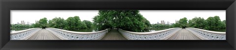 Framed 360 degree view of a footbridge in an urban park, Bow Bridge, Central Park, Manhattan, New York City, New York State, USA Print