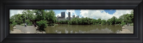 Framed 360 degree view of a pond in an urban park, Central Park, Manhattan, New York City, New York State, USA Print