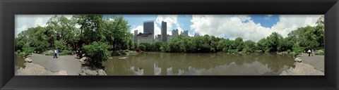 Framed 360 degree view of a pond in an urban park, Central Park, Manhattan, New York City, New York State, USA Print