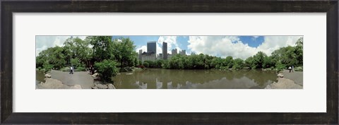 Framed 360 degree view of a pond in an urban park, Central Park, Manhattan, New York City, New York State, USA Print