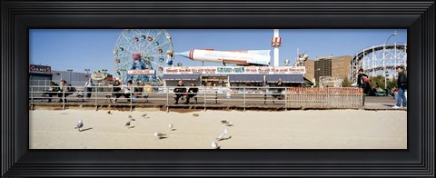 Framed Tourists at an amusement park, Coney Island, Brooklyn, New York City, New York State, USA Print