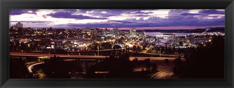 Framed Aerial view of a city, Tacoma, Pierce County, Washington State, USA 2010 Print