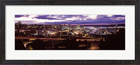 Framed Aerial view of a city, Tacoma, Pierce County, Washington State, USA 2010 Print