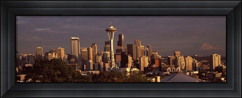 Framed Seattle skyline at dusk, King County, Washington State, USA 2010 Print