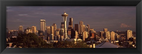 Framed Seattle skyline at dusk, King County, Washington State, USA 2010 Print