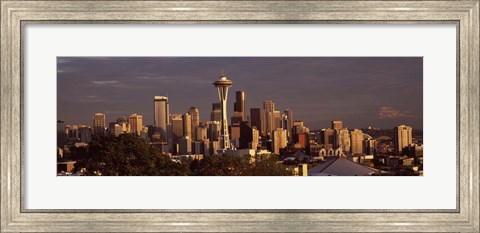 Framed Seattle skyline at dusk, King County, Washington State, USA 2010 Print