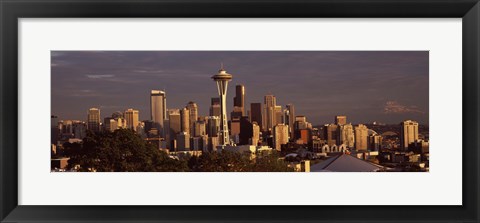 Framed Seattle skyline at dusk, King County, Washington State, USA 2010 Print