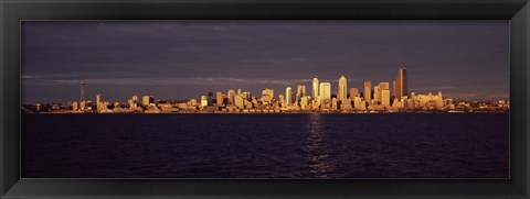 Framed City viewed from Alki Beach, Seattle, King County, Washington State, USA Print