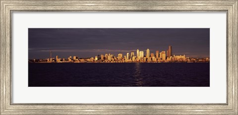 Framed City viewed from Alki Beach, Seattle, King County, Washington State, USA Print