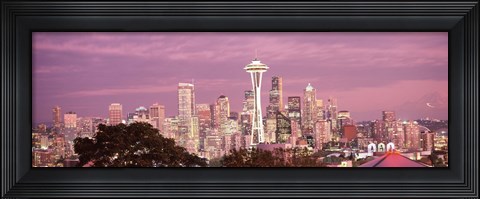 Framed Night view of Seattle, King County, Washington State, USA 2010 Print