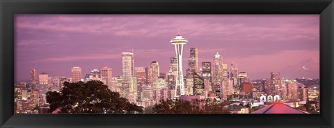 Framed Night view of Seattle, King County, Washington State, USA 2010 Print