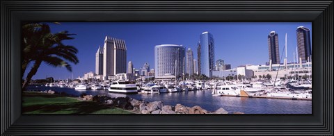 Framed Boats in a Harbor, San Diego, California Print