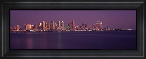 Framed San Diego with Purple Sky as Seen from the Water Print