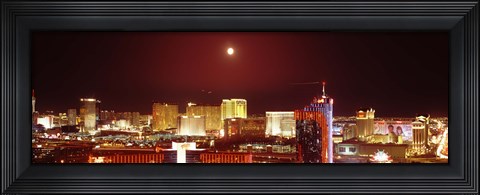 Framed Moon Over Las Vegas at Night Print