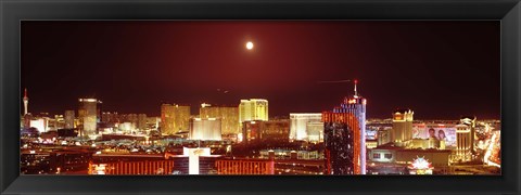 Framed Moon Over Las Vegas at Night Print