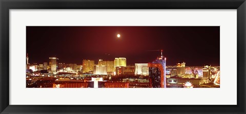 Framed Moon Over Las Vegas at Night Print