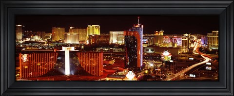 Framed Las Vegas Skyline Lit Up at Night Print