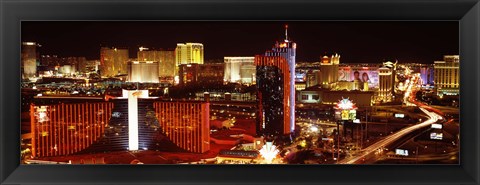 Framed Las Vegas Skyline Lit Up at Night Print