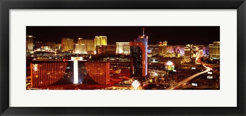 Framed Las Vegas Skyline Lit Up at Night Print