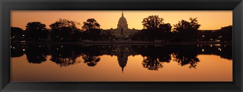 Framed Sepia Toned Capitol Building at Dusk, Washington DC Print