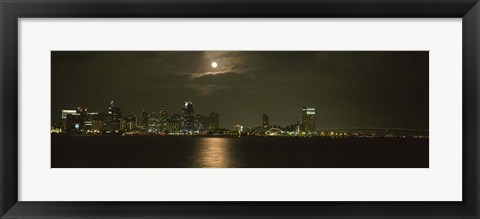 Framed Skyscrapers lit up at night, Coronado Bridge, San Diego, California, USA Print