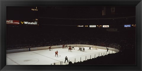 Framed Group of people playing ice hockey, Chicago, Illinois, USA Print