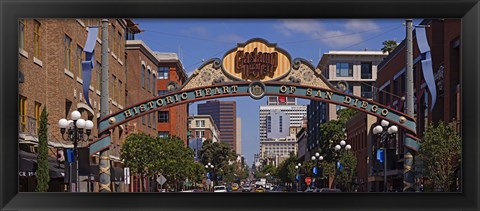 Framed Buildings in a city, Gaslamp Quarter, San Diego, California, USA Print