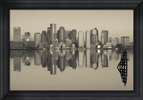Framed Reflection of buildings in water, Boston, Massachusetts, USA Print