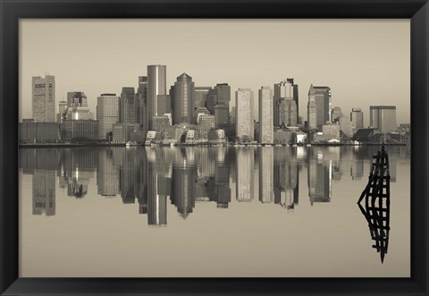 Framed Reflection of buildings in water, Boston, Massachusetts, USA Print