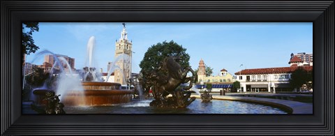 Framed Fountain at Country Club Plaza, Kansas City, Missouri Print