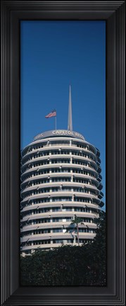 Framed Low angle view of an office building, Capitol Records Building, City of Los Angeles, California, USA Print