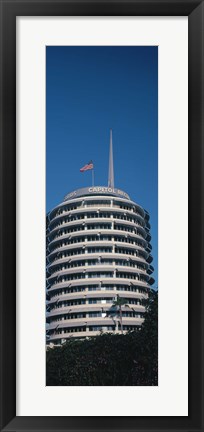 Framed Low angle view of an office building, Capitol Records Building, City of Los Angeles, California, USA Print