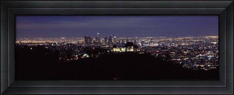 Framed Aerial view of Los Angeles at night Print