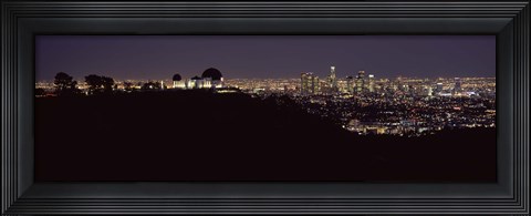 Framed City lit up at night, Griffith Park Observatory, Los Angeles, California, USA 2010 Print