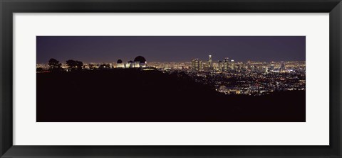 Framed City lit up at night, Griffith Park Observatory, Los Angeles, California, USA 2010 Print