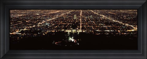 Framed Aerial view of a cityscape, Griffith Park Observatory, Los Angeles, California, USA Print