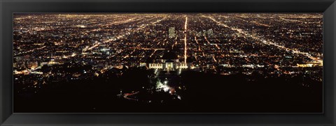 Framed Aerial view of a cityscape, Griffith Park Observatory, Los Angeles, California, USA Print