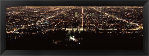 Framed Aerial view of a cityscape, Griffith Park Observatory, Los Angeles, California, USA Print