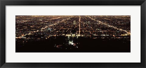 Framed Aerial view of a cityscape, Griffith Park Observatory, Los Angeles, California, USA Print